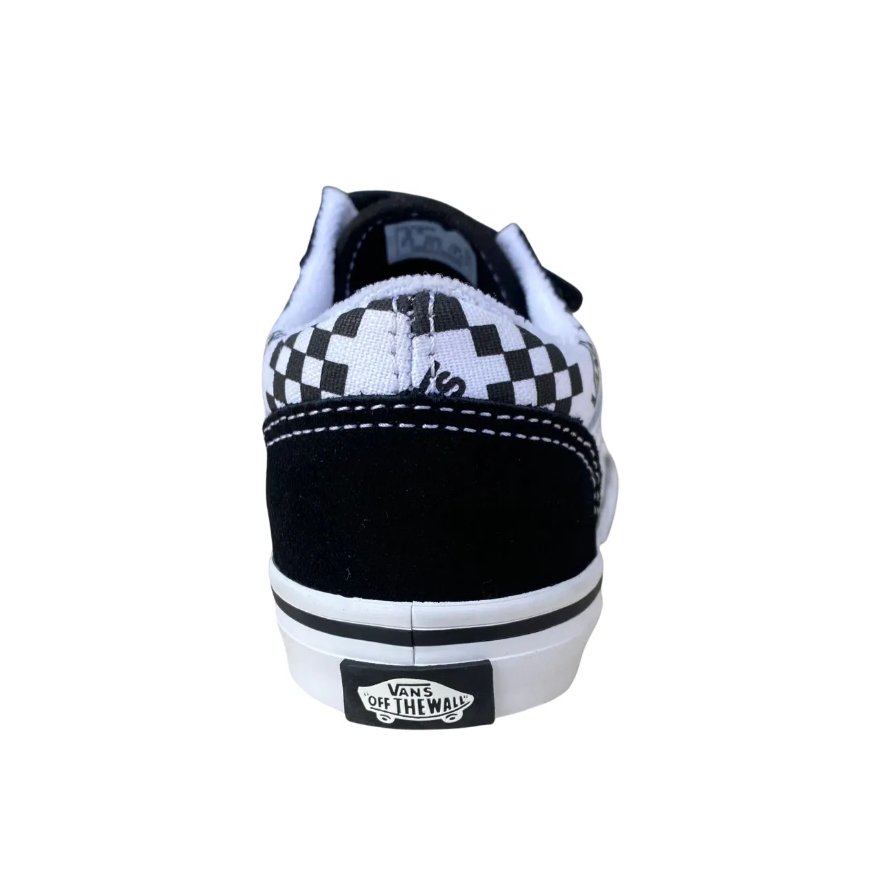 Vans scarpa sneakers da bambino con strappo Old Skool V VN0009RC6BT1 logo e quadratini nero-bianco