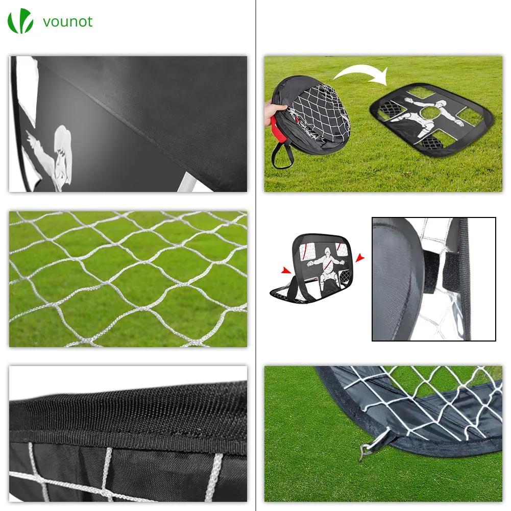 VOUNOT Set of 2 Pop Up Football Goals for Kids, 2 in 1 Mini Football Target Net