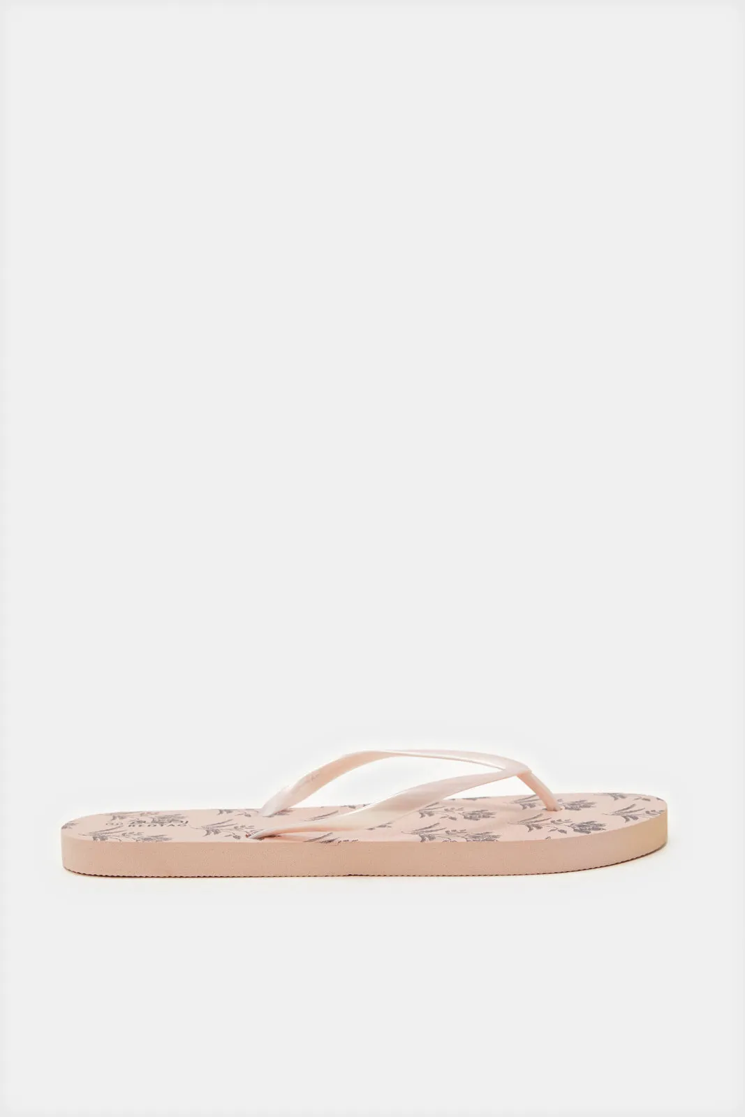 Women Beige Printed Flip Flop