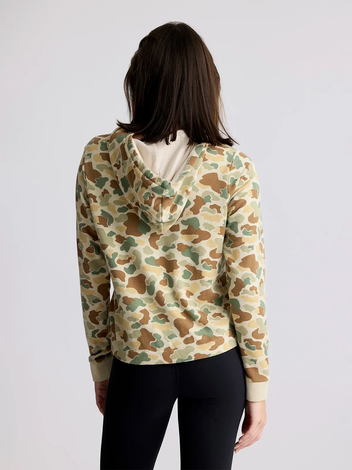 Women's Bamboo Lightweight Fleece Cropped Hoodie - Vintage Camo