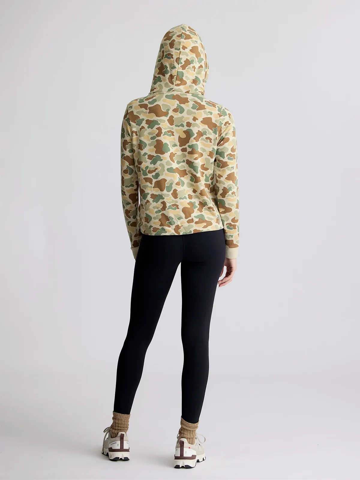 Women's Bamboo Lightweight Fleece Cropped Hoodie - Vintage Camo