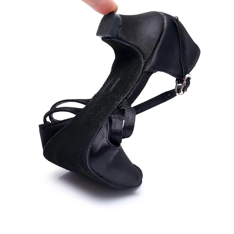 Women's Satin 4.5cm Heel Ballroom Dance Shoes Latin Dance Shoes Dance Heels Salsa Dance Shoes